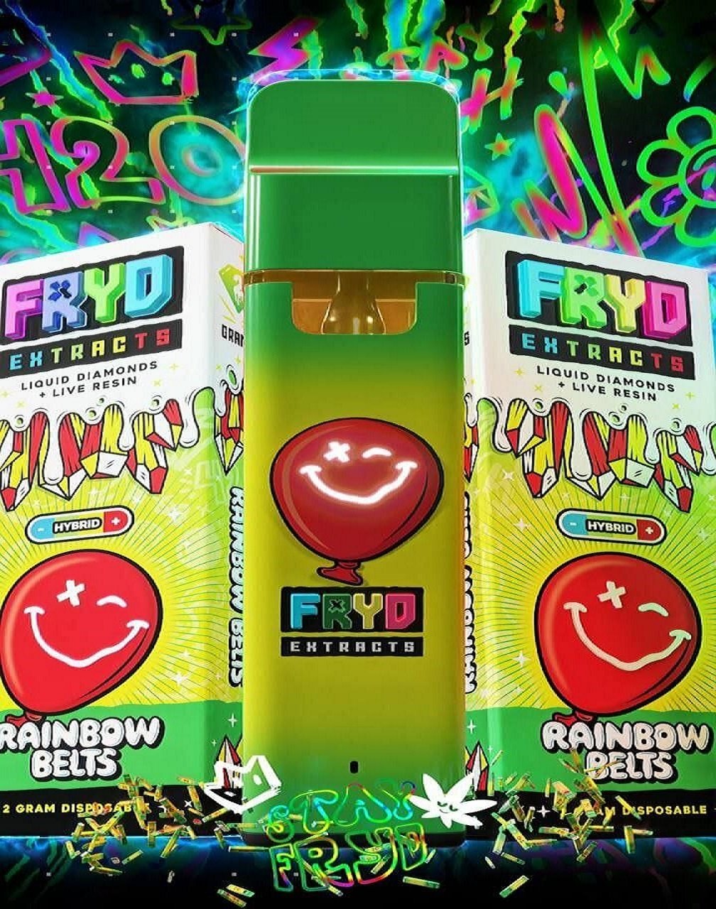 Rainbow Belts Fryd Disposable – 2G Hybrid Liquid Diamonds + Live Resin